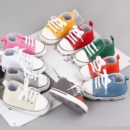 Bebê lona clássico esportes tênis nascidos meninos meninas impressão estrela primeiros caminhantes sapatos infantil criança antiderrapante 240313