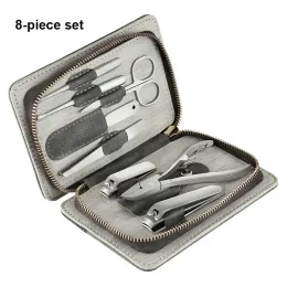 Kit in acciaio inossidabile 6 pezzi/8 pezzi tagliaunghie spessi borsa con cerniera per pedicure scalpello rifilatura kit taglierina per manicure strumento portatile da viaggio per unghie