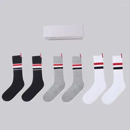 Herrensocken, koreanische Mode, Straße, Hip-Hop, Skateboard, klassisch, gestreift, mittlere Röhre, einfarbig, atmungsaktiv, reine Baumwolle