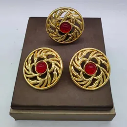 Colar brincos conjunto e anel jóias para mulheres africano dubai 18k cor de ouro pedra design clipe dedo 2 pçs festa