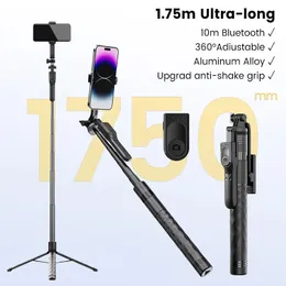 Bluetooth Kontrol Pografisi ile Taşınabilir Alüminyum Kararlı Selfie Stick Tripod Telefon Tutucu 240309