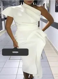 Seksi Ucuz Afrika Kılıf Kokteyl Partisi Elbiseler Bir Omuz Pluats saten kısa balo elbiseleri Resmi Mezuniyet Homecoming Elbise P3152455