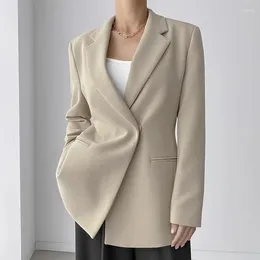 Women's Suits Insozkdg Korea Style Chic Women Suit Jacket Spring Autumn Elegant High-end One Button Waist Slimming Solid Color Blazer Top