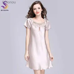 Indumenti da notte da donna 2020 Nuove donne dolci e giovani Camicia da notte in seta Stampata Moda Al ginocchio Ragazza Indumenti da notte Estate Camicie da notte da donna RosaCammelloBluC24319