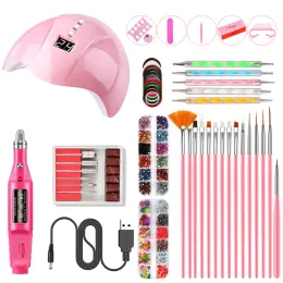 Dresses Nail Tools Set with Uv Led Lamp Dryer Electric Drill Hine Soak Off Manicure Tool Kit for Nail Beauty Decorations Brush Dot