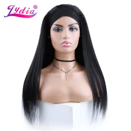 Wigs Lydia Long Silky Straight Headband Synthetic Hair For African American Women 20Inch Kanekalon Daily Party Wig All Color 50cm