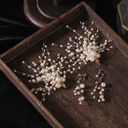 Tiaras gelin saç takılar nedime düğün saç bantları aksesuarları gelin inci başlık çiçek saç klipsi çiçek stili barrette y240319