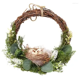 Party Decoration Easter Wreath Artificial Eucalyptus Leaf And Small Bird Nest Door Hanging For Birthday Wedding Decor