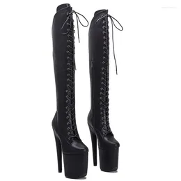 ダンスシューズLaijianjinxia 20cm/8inch Pu Upper Women's Platform Party High Heels Modern High Boots Pole 066