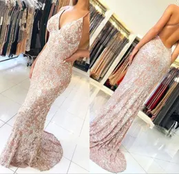 Gorgeous VNeck Sleeveless Backless Mermaid Prom Party Dresses 2019 Long Beading Evening Gowns African Custom Made94241029572088