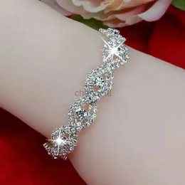 Bangle Delysia King Womens Elegant Luxury Womens Unlimited Armband Rhinestone Wrist Chain Birthday Partis (Color Silver) 240319