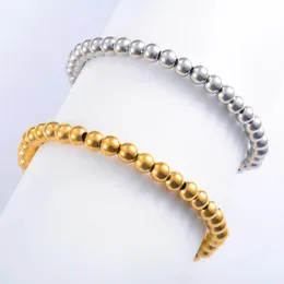 Link-Armbänder, klassisches Edelstahl-Perlen-Armband für Damen und Herren, Perlen-elastische Kette, Armreif, Kugel, dehnbarer Armband-Schmuck