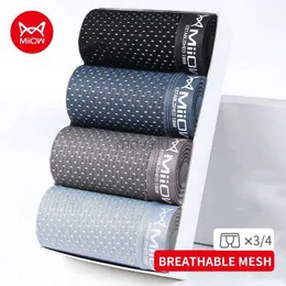 Underbyxor Miiow Mesh Men Boxershort Ice Silk Boxer Underwear Breattable Graphene Antibakteriella manliga trosor Underbyxor Calzoncillos 24319