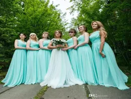 Плиссированные шифоновые платья подружки невесты в стиле кантри-бич 2020, свадебное платье длиной до пола Brautjungfernkleid Robe demoiselle d039h6586914