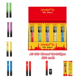 Hochwertige Imini AVB-Knopfbatterie, 380 mAh, variable Spannung, Vorheizen VV mit 4-Stufen-Einstellung für 510 Vape Pen-Kartuschen, Vape-Batterie in Display-Box in den USA, Kanada, EU