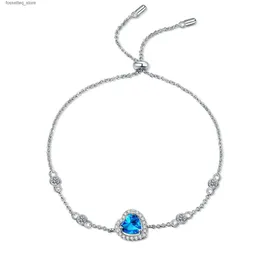 Charm Armband AZ922-SLEFEI Fashion Fine Luxury Classic Moissanite Blue Heart for Women 925 Sterling Silver Party Wedding Jewelry Gift L240319