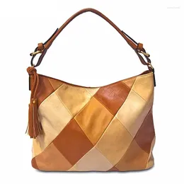 Totes costura treliça bolsa de ombro feminina macio bolsas de couro do plutônio grande capacidade borla bolsa mensageiro bolsas femininas