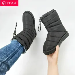 Boots Qutaa 2024 Ins Fashion Women Boots Winter Wart Warm Boots Boots Boots مقاومة للماء أحذية قصيرة مسطحة الحجم 3439