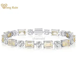 Bangle Wong Rain 100 ٪ 925 Silver Round Emerald Cut Moissanite Stone Women Bracelets Fine Jewelry Wholesale 240319