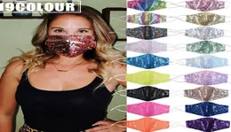 Parti yüz maske bling pullu düğün parlak ışıltılı parıltı yıkanabilir payetler tasarım yüz maskeleri 19 stil kka8120814834