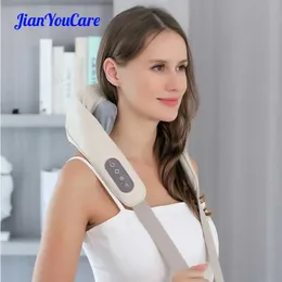 JianYouCare elektrisches Nacken-Schulter-Körpermassagegerät, warm, knetend, Shiatsu-Schal, Halswirbelsäule, Rücken, kabellose Massage, tiefe Gewebeentlastung, 240309