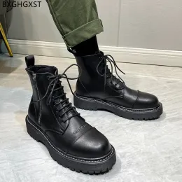 Stiefel Plattform Schuhe Männer Motorradstiefel für Männer Männliche Luxusdesignerschuhe für Mann 2024 Lederstiefel Männer schwarze Stiefel Mann Stivali