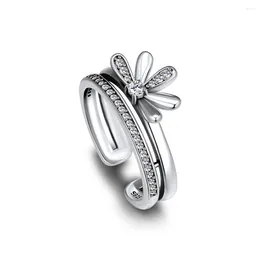 Cluster Rings ckk 925 Sterling Silver Floral Daisy