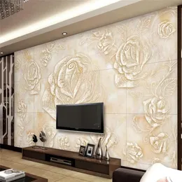 Wallpapers Wellyu Papel De Parede Papier Peint Custom Wallpaper European Marble Tiles TV Sofa Background Wall Relief Mural Tapety