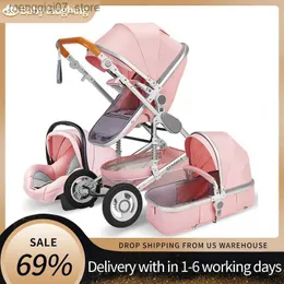 Strollers# Baby Stroller 3 in 1 High Landscape Stroller Reclining Baby Carriage Foldable Stroller Baby Bassinet Puchair Newborn L240319