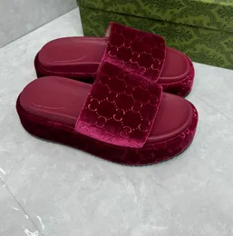 Designer Platform tofflor Luxury Sandals Herr- och kvinnors tofflor med boxmodell, duk, klassiska broderi modeplattformskor kvinnors sandaler, 35 ~ 44