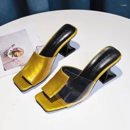 Slippers Shoes Women Female Low Heeled Mules Slides Fashion Soft 2024 Rubber High Luxury Rome Casual Basic Fabric PU Pumps Leis