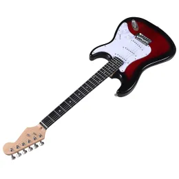 Chitarra elettrica con corpo solido di fagotto, 6 corde, 24 tasti, rosso, nero, colore naturale, lunghezza scala 648 mm, buon artigianato