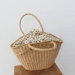 Totes Ins Straw Woven Bag Fashion Female Beach Paper Rope Wave Point Handbag