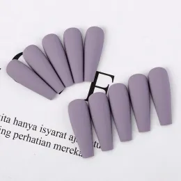 Kits 500pcs Matte Long Ballerina Coffin False Nail Tips Full Cover Fake Nail Artificial Press on Nail Clear Solid Color Manicure Tool