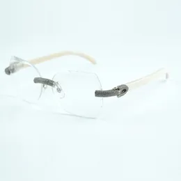 Lentes transparentes elegantes de micro corte com diamante micro pavimentado 8300817 com perna de chifre de búfalo preto ou branco natural tamanho 18-140 mm