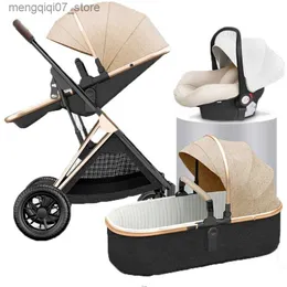 Passeggini # Passeggino ad alto paesaggio può sedersi e sdraiarsi Assorbimento degli urti bidirezionale Passeggino pieghevole leggero 3in1 con seggiolino auto L240319