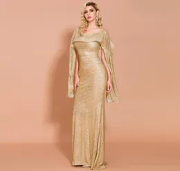 Luxury Gold White Mermaid Evening Dresses 2020 African Saudi Long Arabic Formal Dress for Women Sheath Prom Gowns Celebrity Robe D5962129