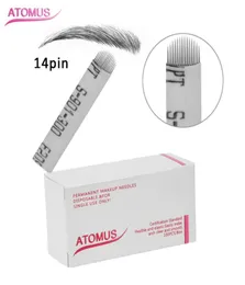 100pcs laminas tebori microblading 14 u 19u 12u 16u 18u 모양 문신 바늘 agulha maquiagem definitiva agulha 14needle 블레이드 man9403135