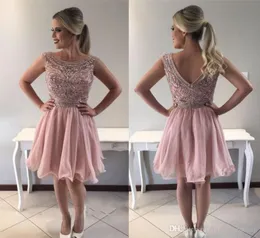 Billig rosa en linje hemkomst klänning strass pärlor backless juniors söta 15 examen cocktail party klänning plus storlek anpassad m6941354