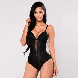 Novidades Feon Lingerie de peça única para mulheres Sexy Teddy Snap Crotch Lace Bodysuit