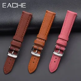 각각 saffiano 가죽 시계 스트랩 체크 무늬 크로스 패턴 워치 밴드 18mm 20mm watchstrap 빨간 핑크 블루 블랙 블랙 오렌지 240313