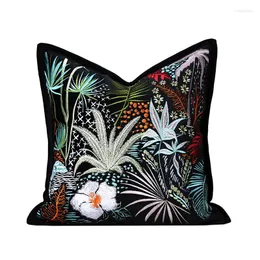 Travesseiro Selva Almofadas Floresta Caso Plantas Bordadas Capa Decorativa Para Sofá 45x45 Luxo Veludo Decoração de Casa