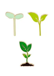 Cartoon Brosch Pin Party Supplies Natural Simple Green Leaf Bean Sprouts Madges Applique tygskjorta Väska Tillbehör smycken gåvor2863470
