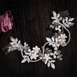 Diademi Gioielli da sposa Gioielli per capelli fiori Strass fatti a mano Perla cristallo foglia Fascia per capelli Copricapo da sposa gioielli regalo femminile di lusso Y240319