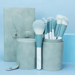 Makeup Brushes Wholesale 12Pcs Premium Synthetic Foundation Powder Concealer Eye Shadows Brush Set Sky Blue With Cas