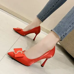 Boots Women High Heels Shoes 2022 New Spring Red Black Alphabet Work Shoes Ladies Pointed Stiletto Single Shoes Pumps