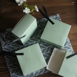 Presentförpackning 14 6 cm ljusgrön design 10st macaron choklad diy bake papper låda bröllop favorit födelsedagsfest förpackning förpackning