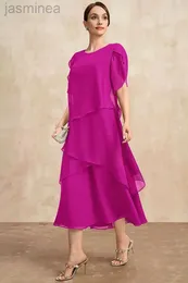 Basic Casual Dresses Mother The Bride Dresses Irregular Layered Petal Sleeve Flowy Maxi Dress Party Wedding Guest Dress Plus Size 240319