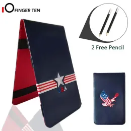 AIDS NEW DELUXE PU LEATHER GOLF SCORECARD HOLDER YARAGE BOKAR Täckning med 2 gratis blyertspenna vattentät mjuk droppfrakt