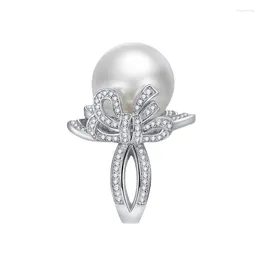 Anelli a grappolo 2024 Anello Beizhu europeo e americano in argento sterling Elegante fan della dea S925 Diamante ad alto tenore di carbonio da donna